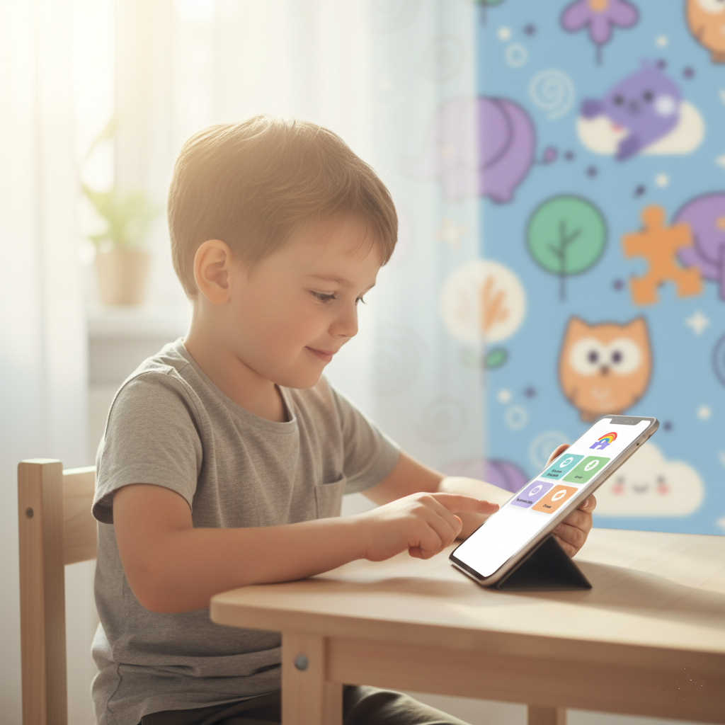 Otrok, ki uporablja aplikacijo