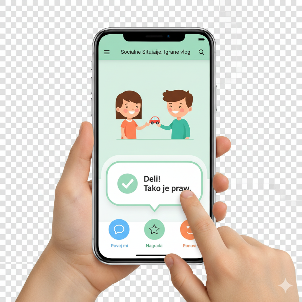 Slika iz aplikacije, stran za socialne situacije