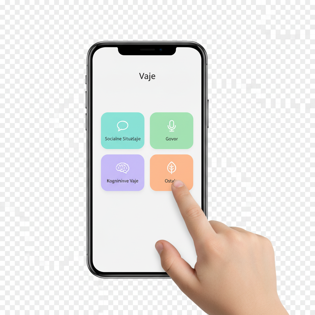 Slika iz aplikacije, stran za vaje